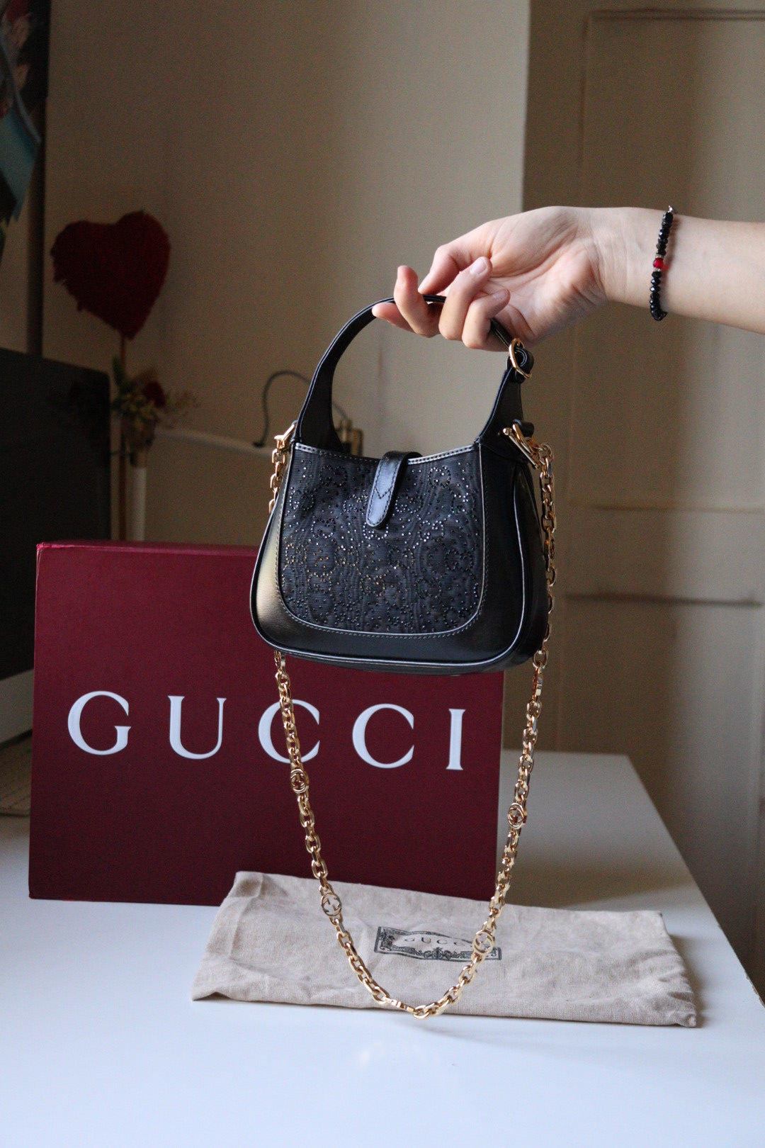 Gucci Jackie mini 1961 Crystal Monogram nera