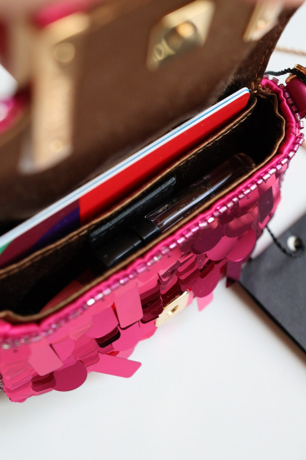 Fendi nano baguette con paillettes fucsia