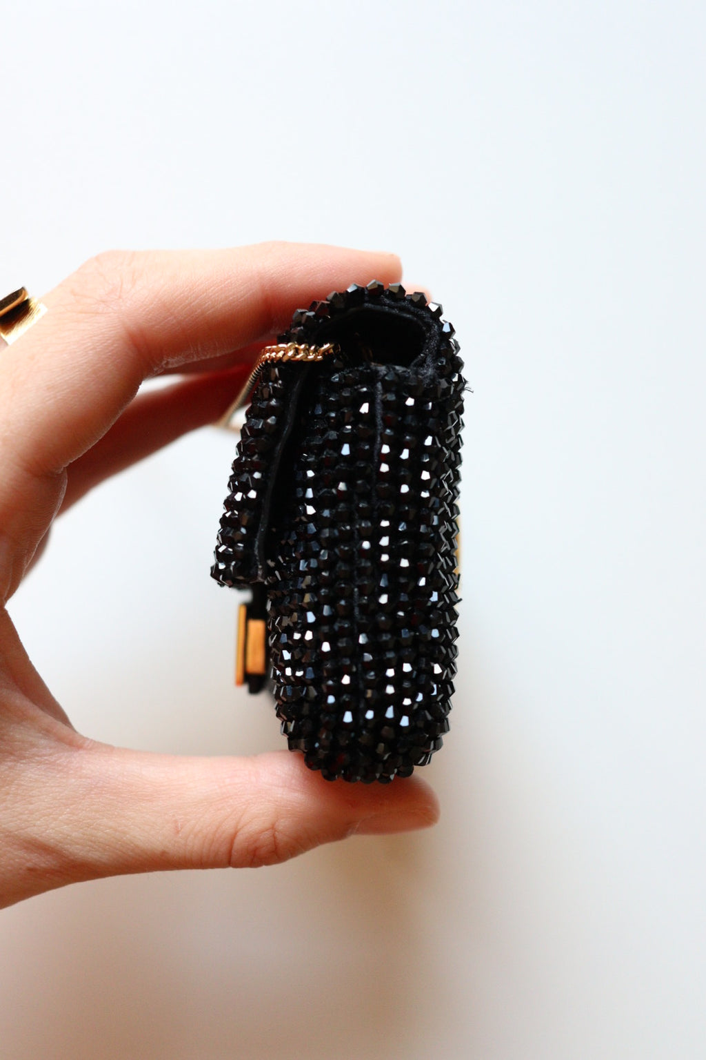 Fendi nano baguette con cristalli neri
