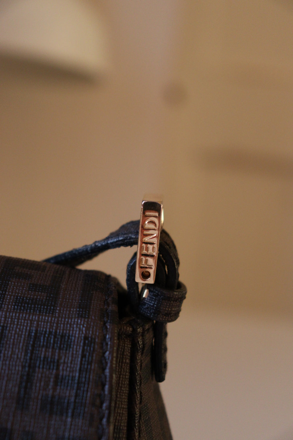 Fendi Mini Mamma Baguette in tela zucchino cerata