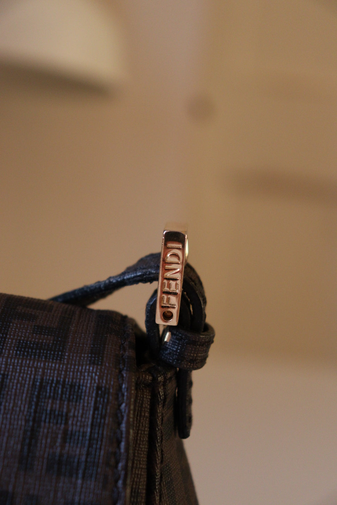 Fendi Mini Mamma Baguette in tela zucchino cerata