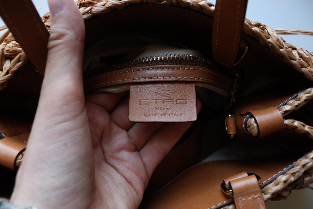 Borsa Tote in paglia di Etro