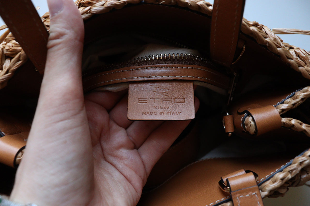 Borsa Tote in paglia di Etro
