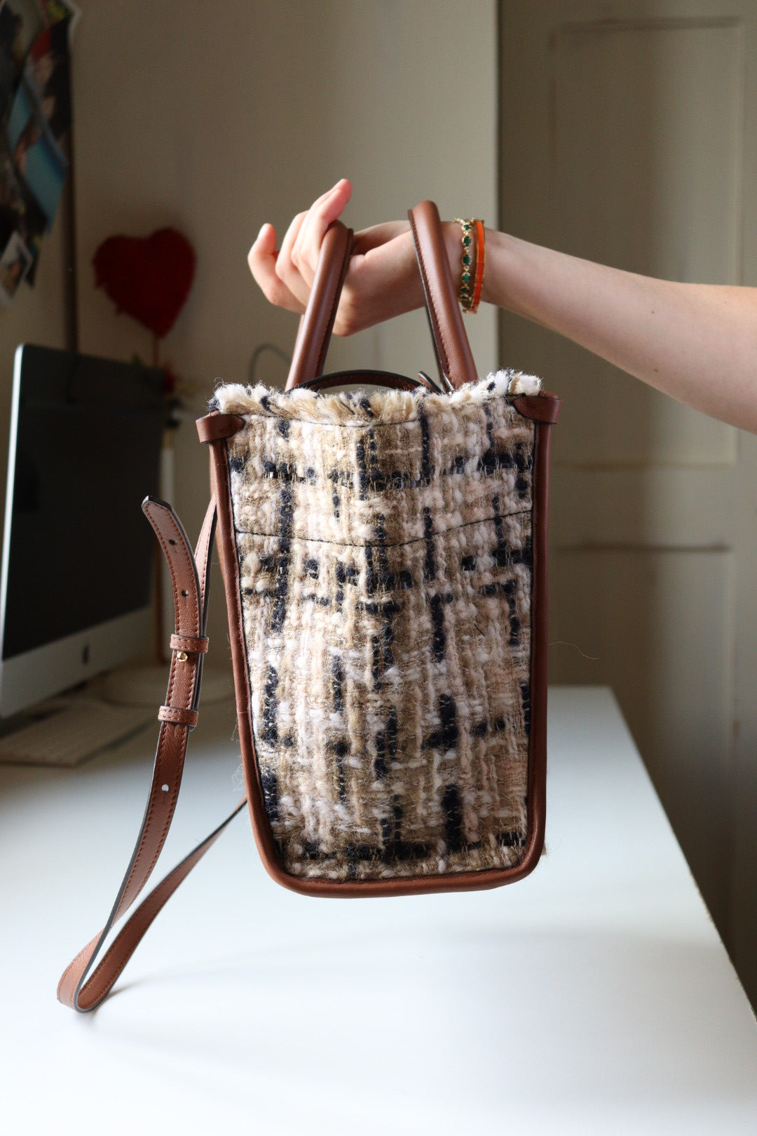 Borsa Tote Lanvin in tweed e pelle pari al nuovo