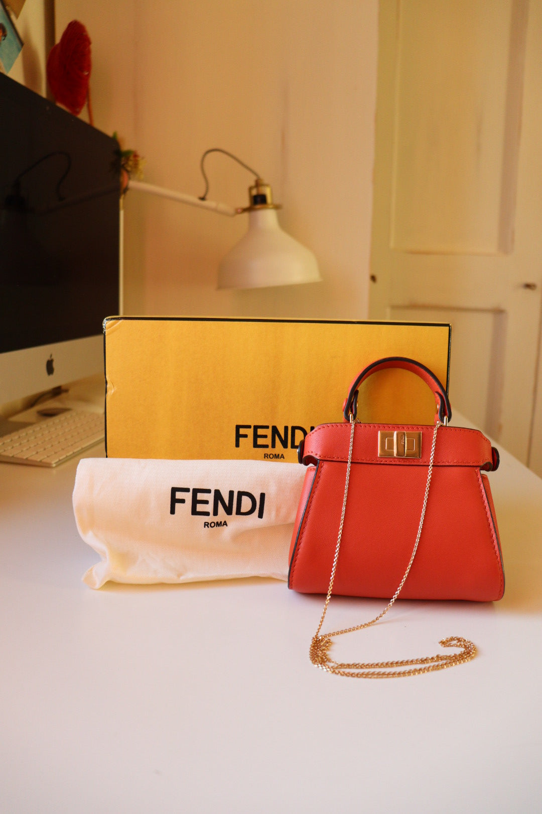 Fendi Nano Peekaboo arancione