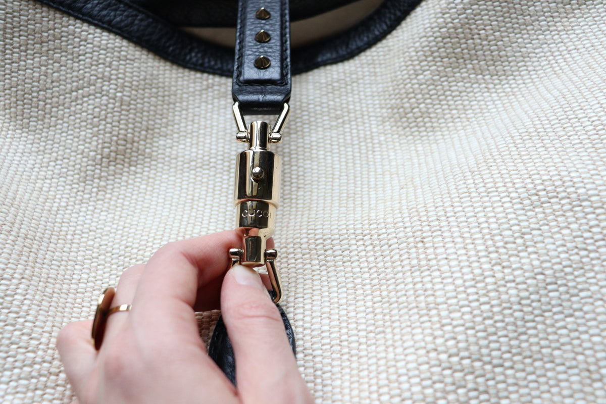 Gucci Jackie Large in rafia e pelle, rara edizione