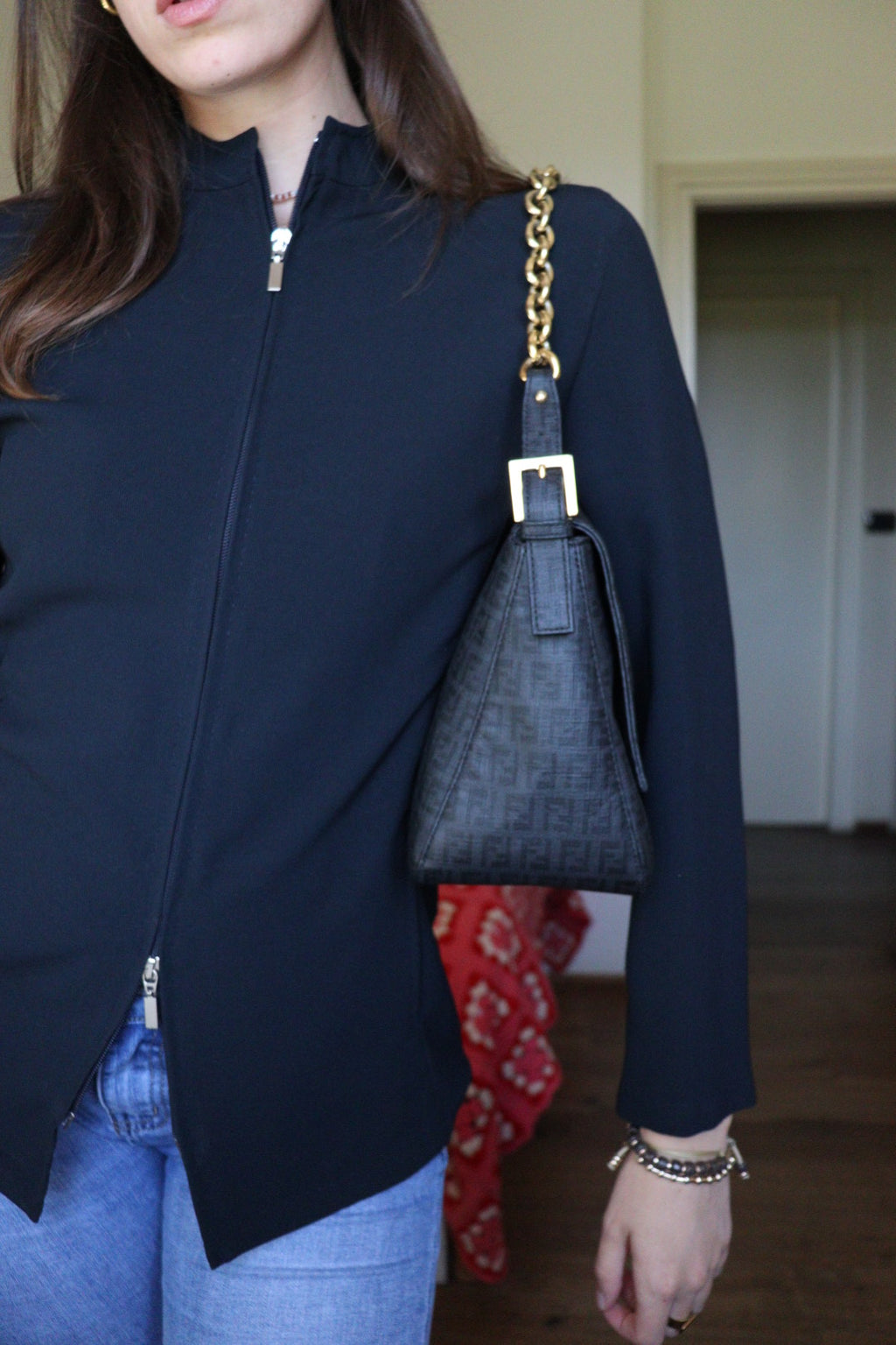Fendi Mamma Baguette tela zucchino cerata