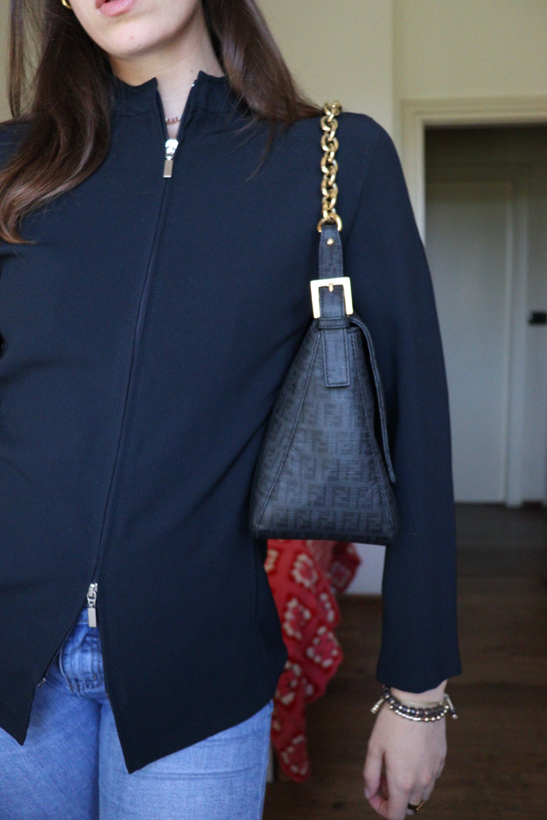 Fendi Mamma Baguette tela zucchino cerata