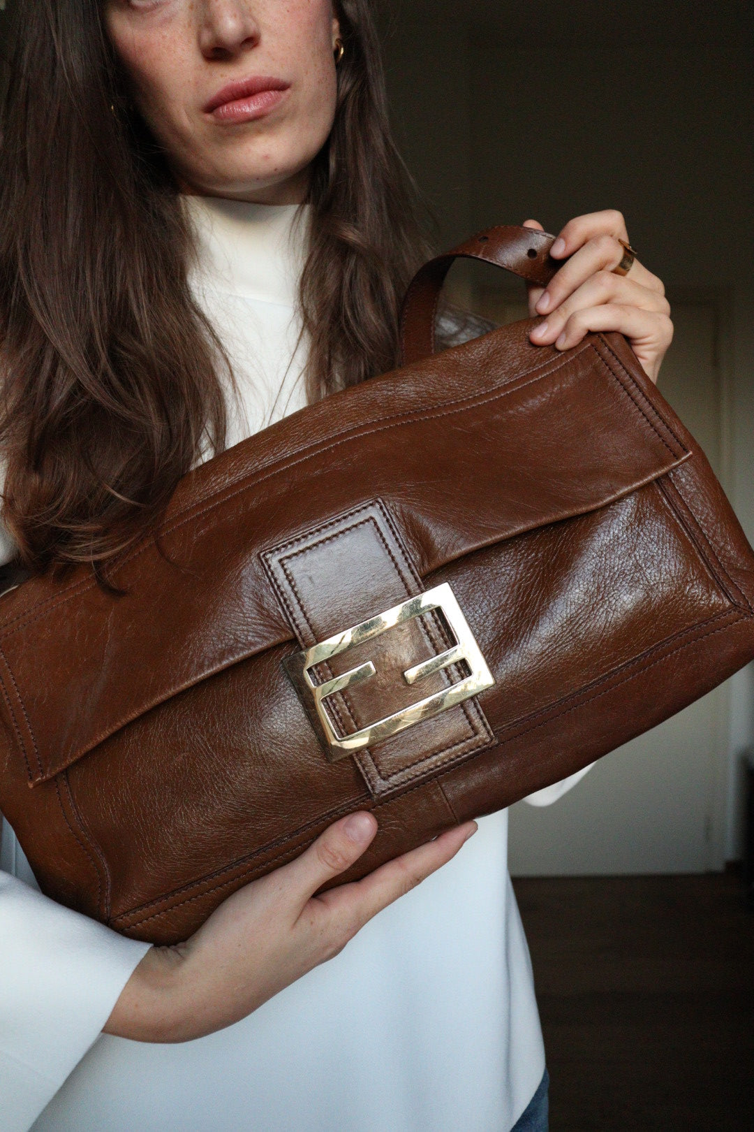Fendi Baguette Large marrone in condizioni eccellenti
