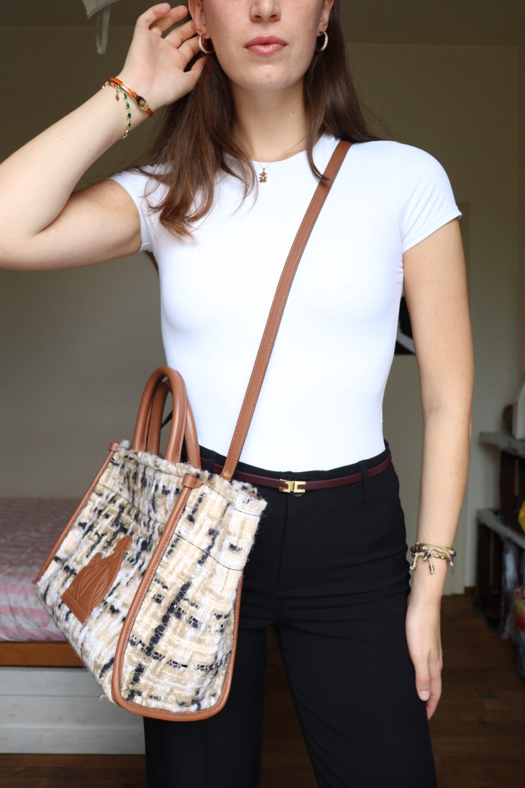 Borsa Tote Lanvin in tweed e pelle pari al nuovo