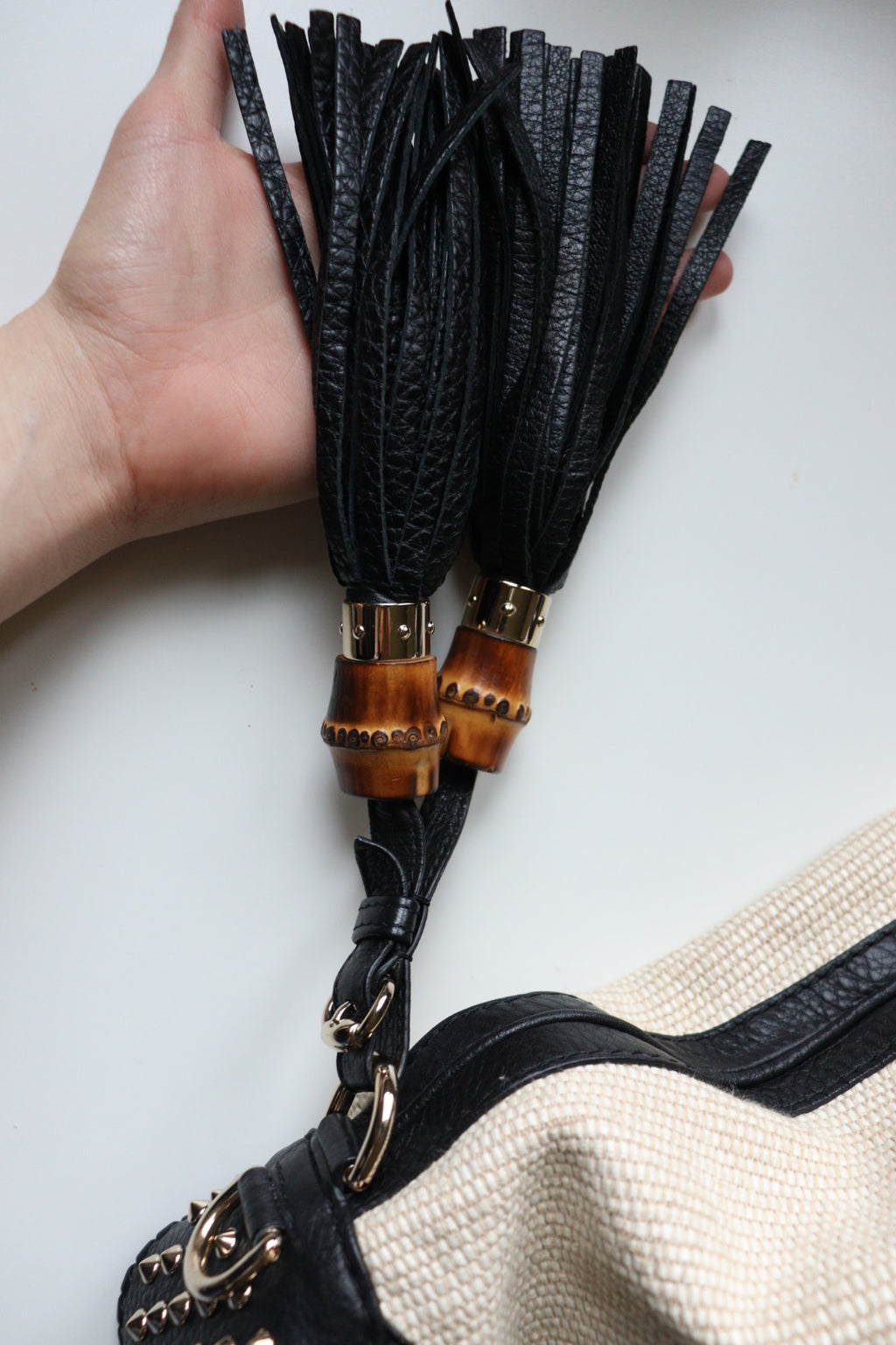 Gucci Jackie Large in rafia e pelle, rara edizione