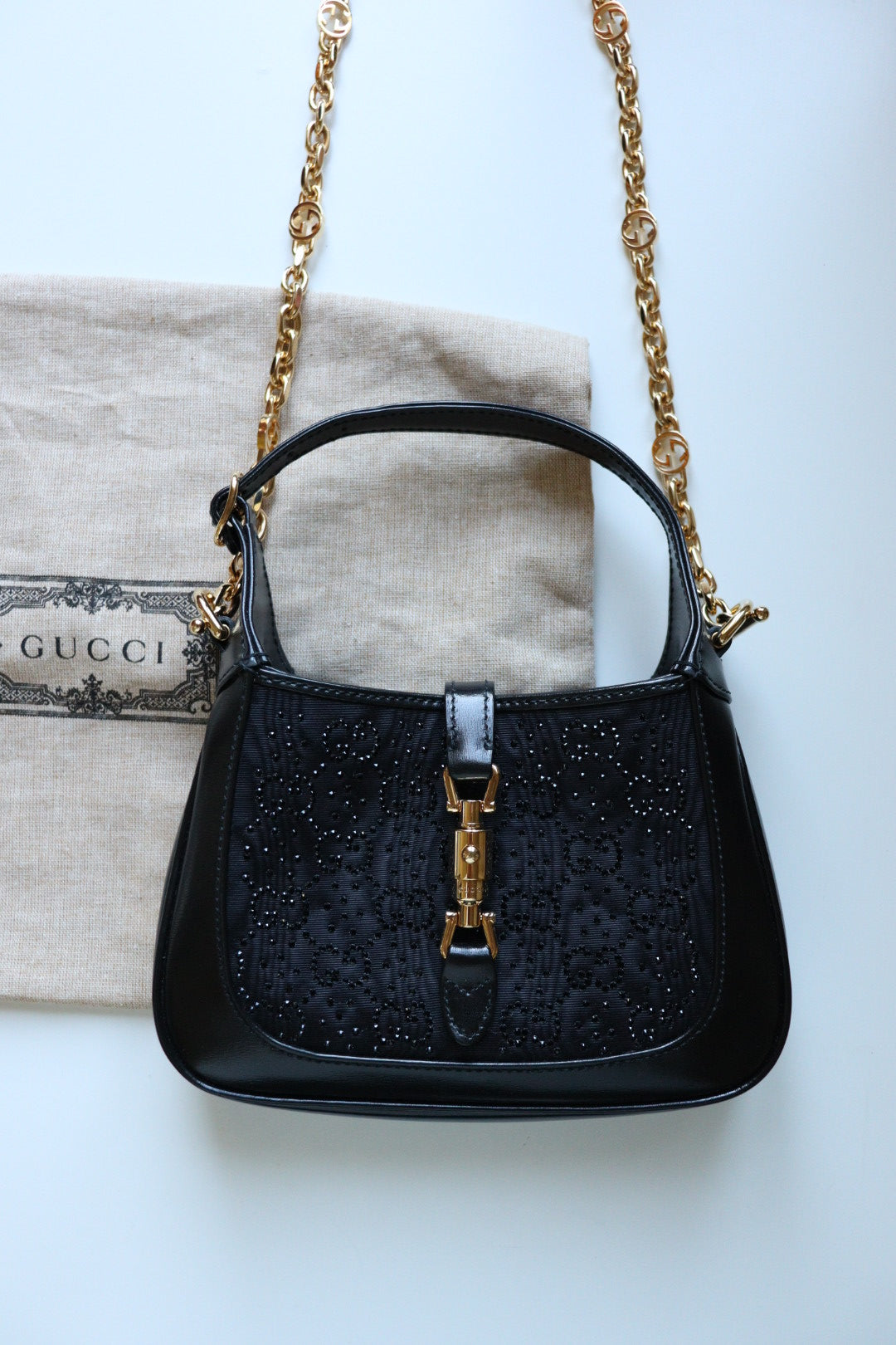 Gucci Jackie mini 1961 Crystal Monogram nera