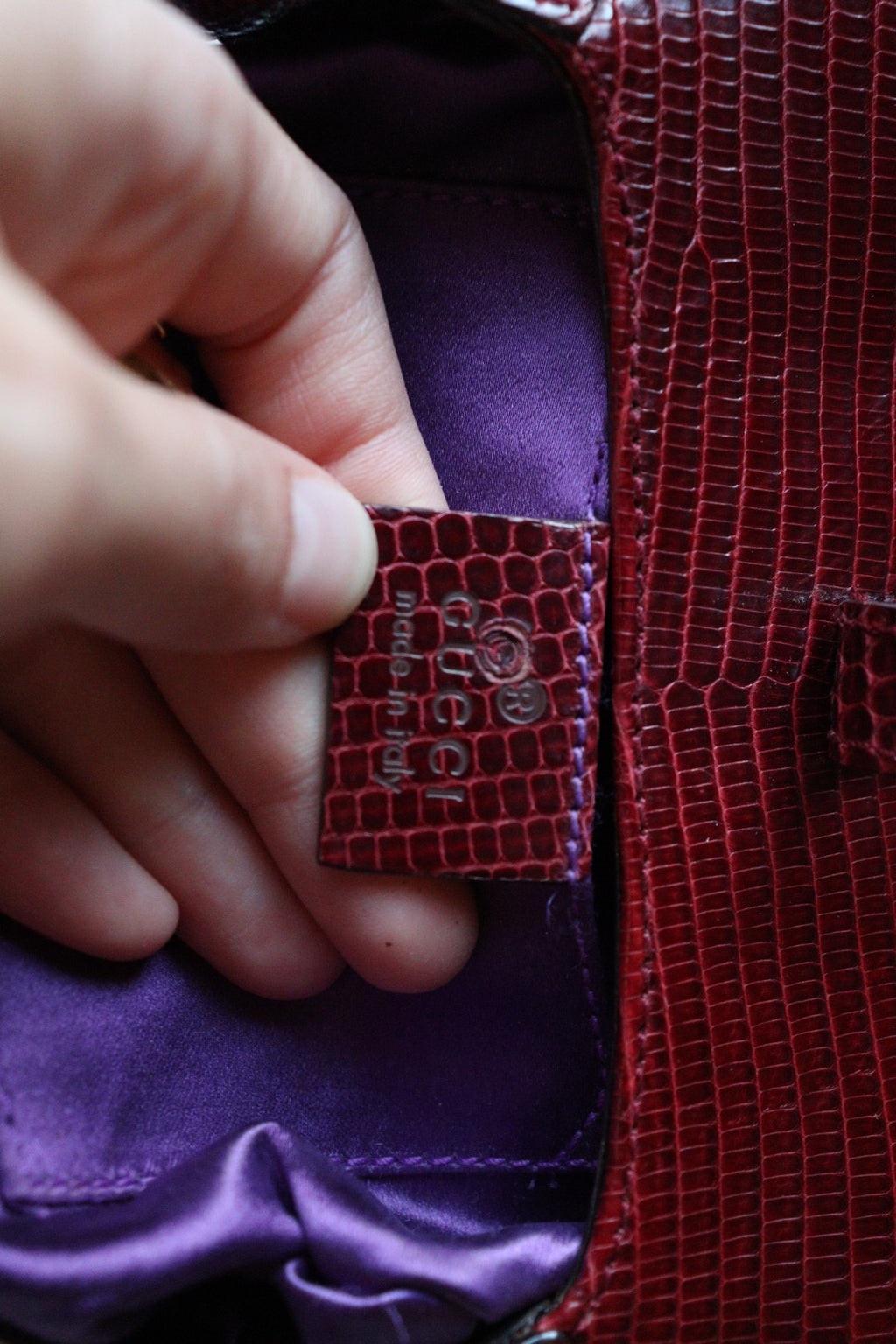 Gucci Jackie mini 1961 in pelle lizard Bordeaux by Tom Ford