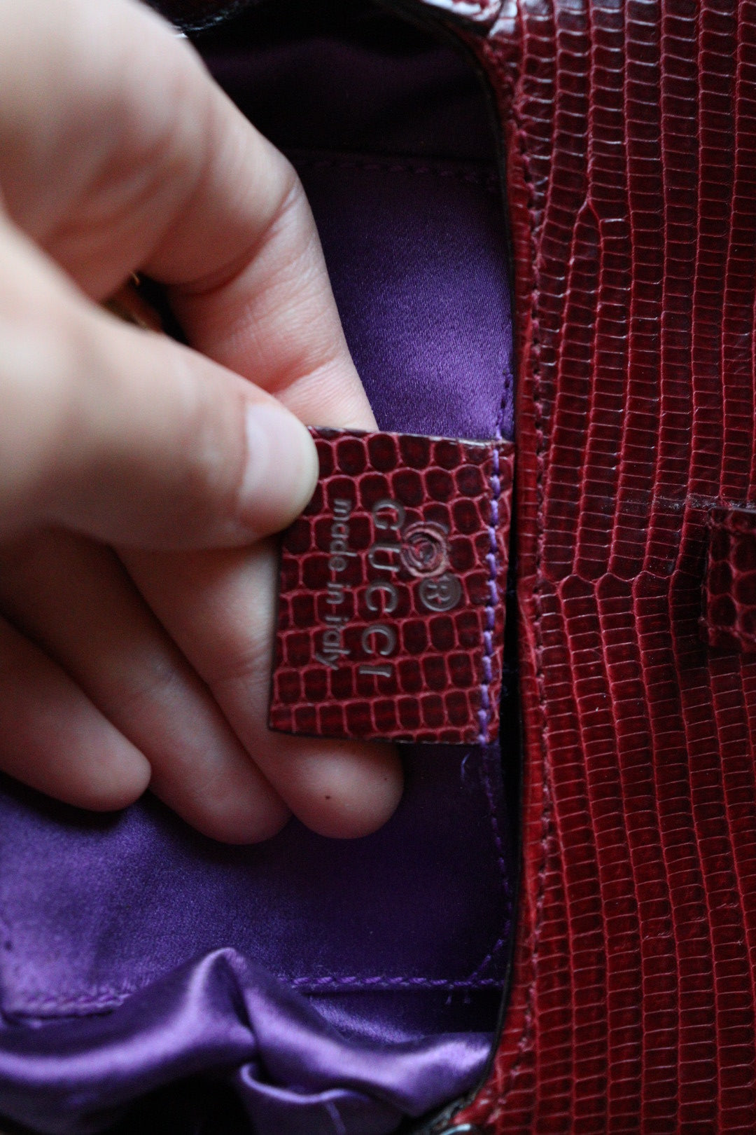 Gucci Jackie mini 1961 in pelle lizard Bordeaux by Tom Ford