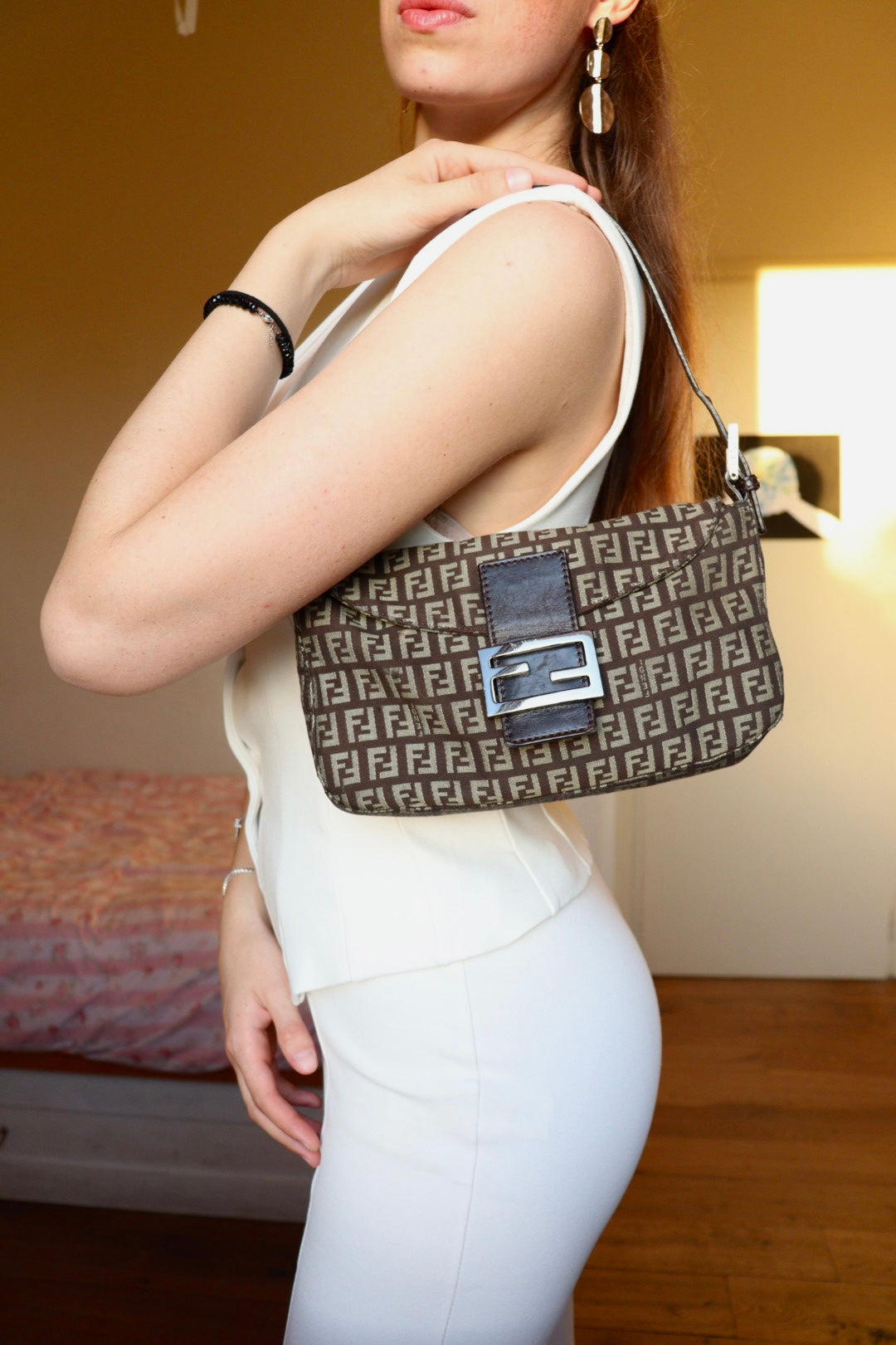 Fendi Mini Mamma in tela zucchino