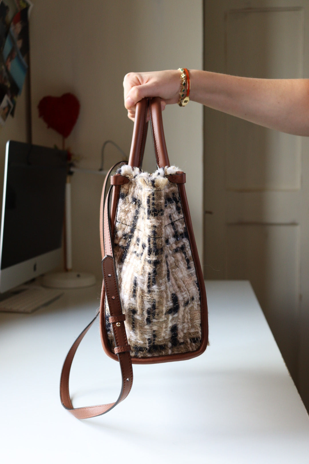 Borsa Tote Lanvin in tweed e pelle pari al nuovo