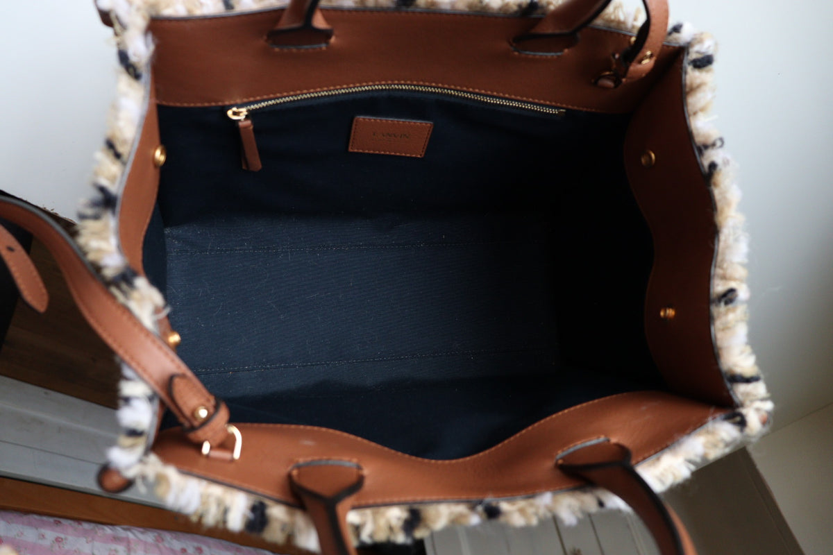 Borsa Tote Lanvin in tweed e pelle pari al nuovo