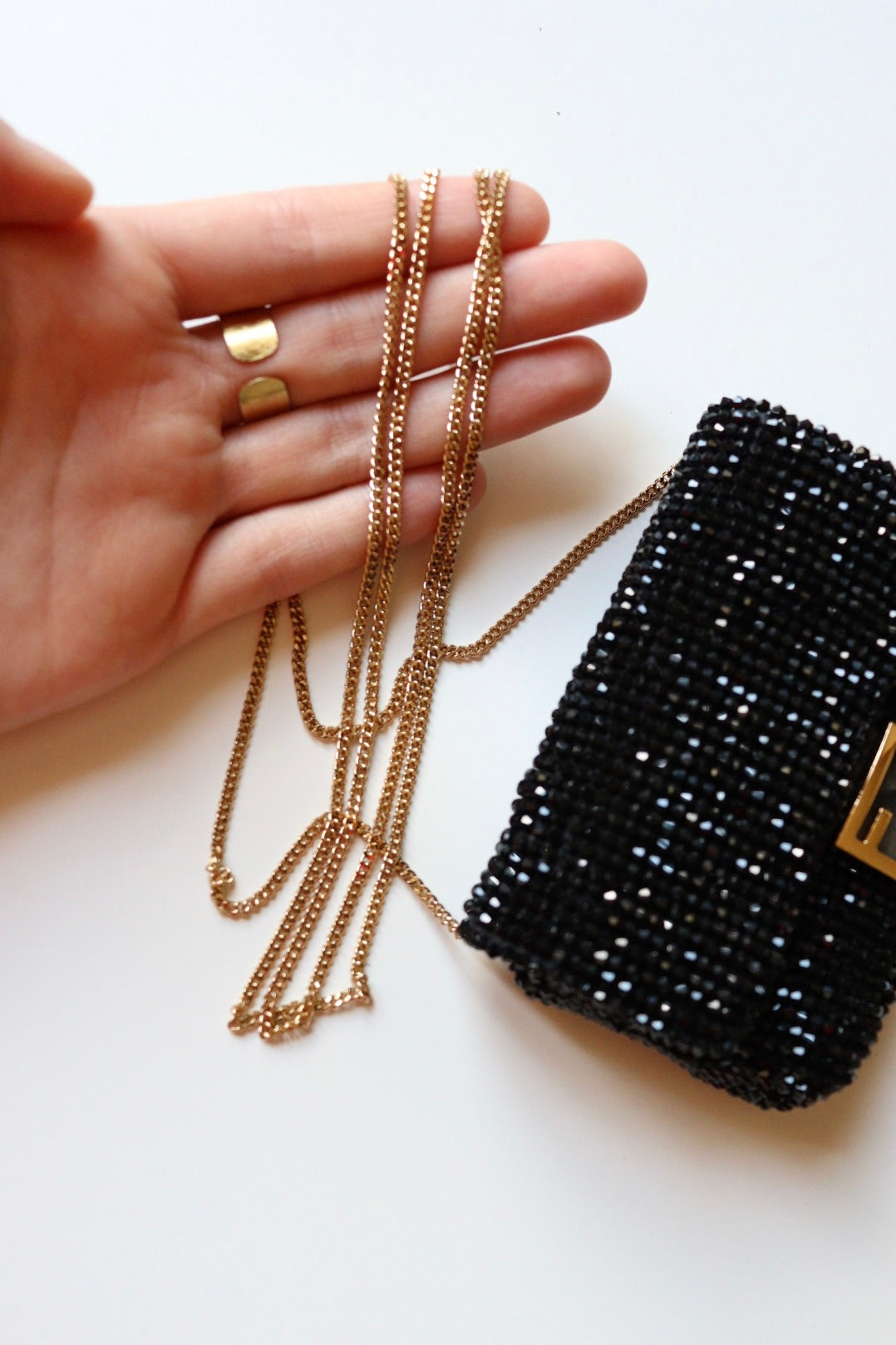 Fendi nano baguette con cristalli neri