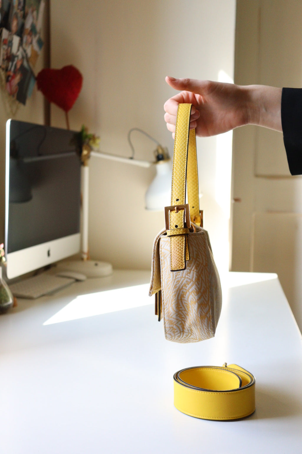 Fendi Baguette limited edition ricami floreali gialli
