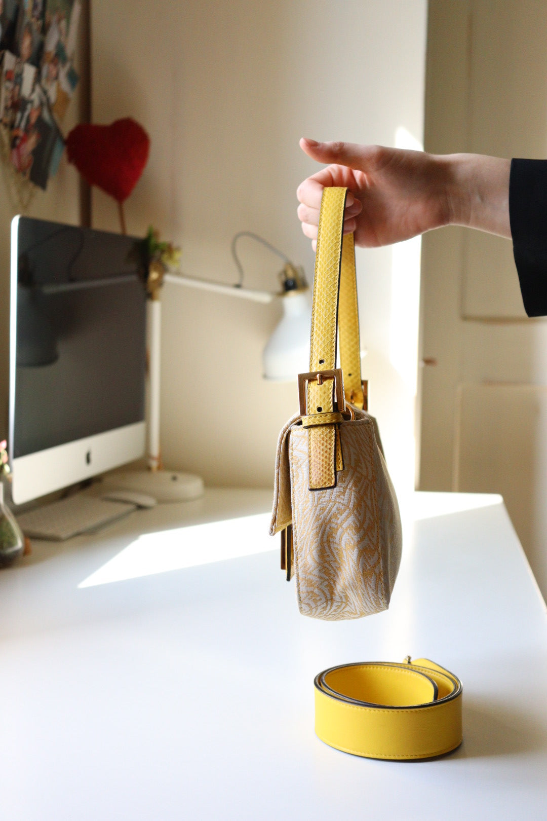 Fendi Baguette limited edition ricami floreali gialli