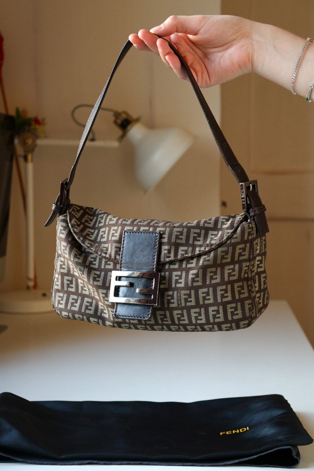 Fendi Mini Mamma in tela zucchino