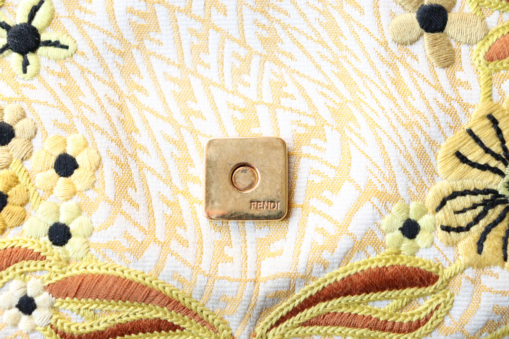 Fendi Baguette limited edition ricami floreali gialli