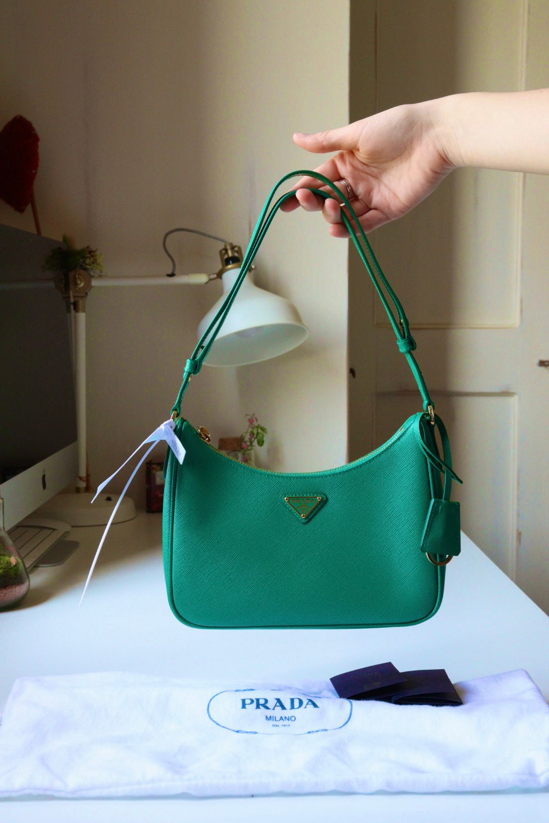 Prada Re edition in pelle saffiano verde (nuova!)
