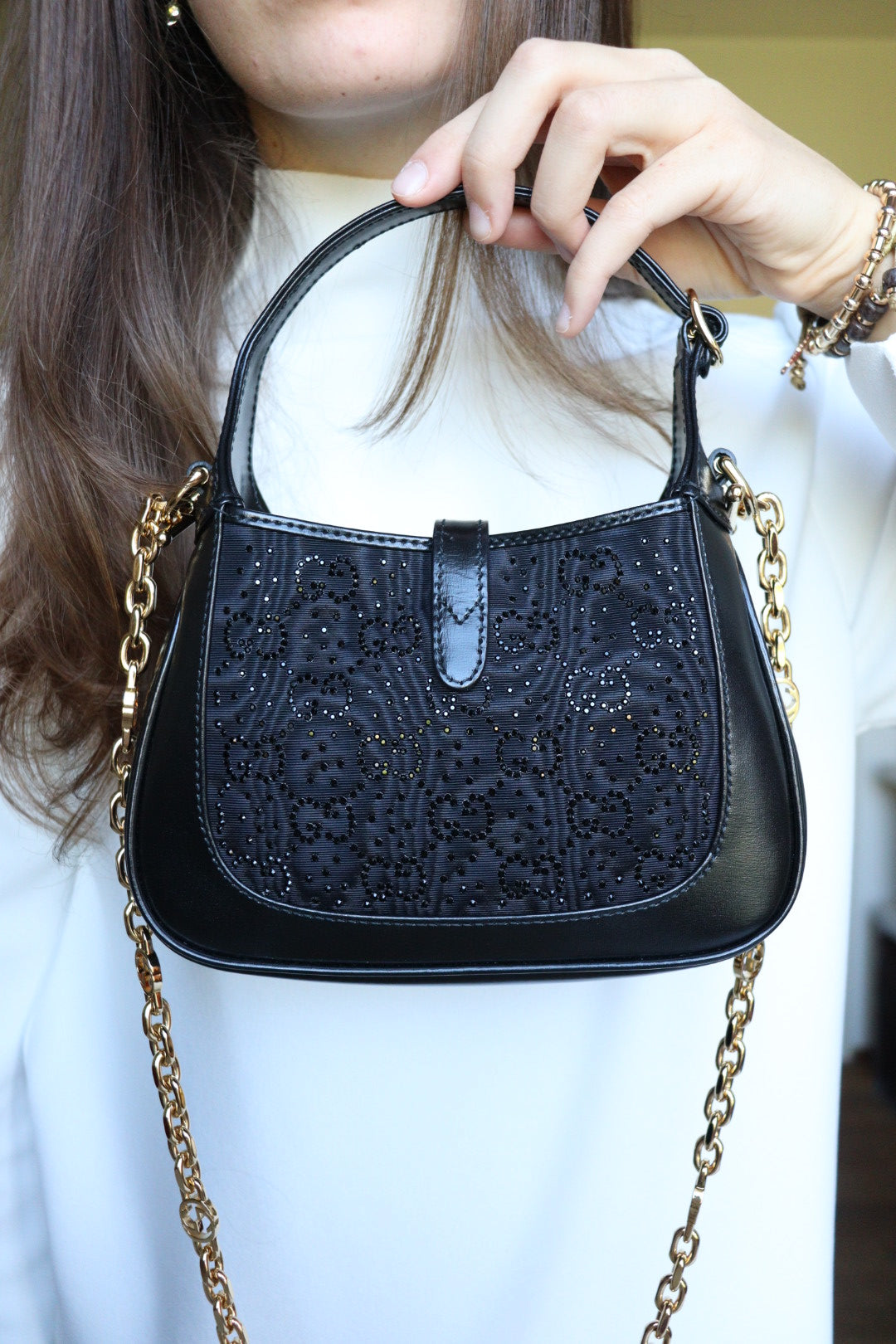 Gucci Jackie mini 1961 Crystal Monogram nera