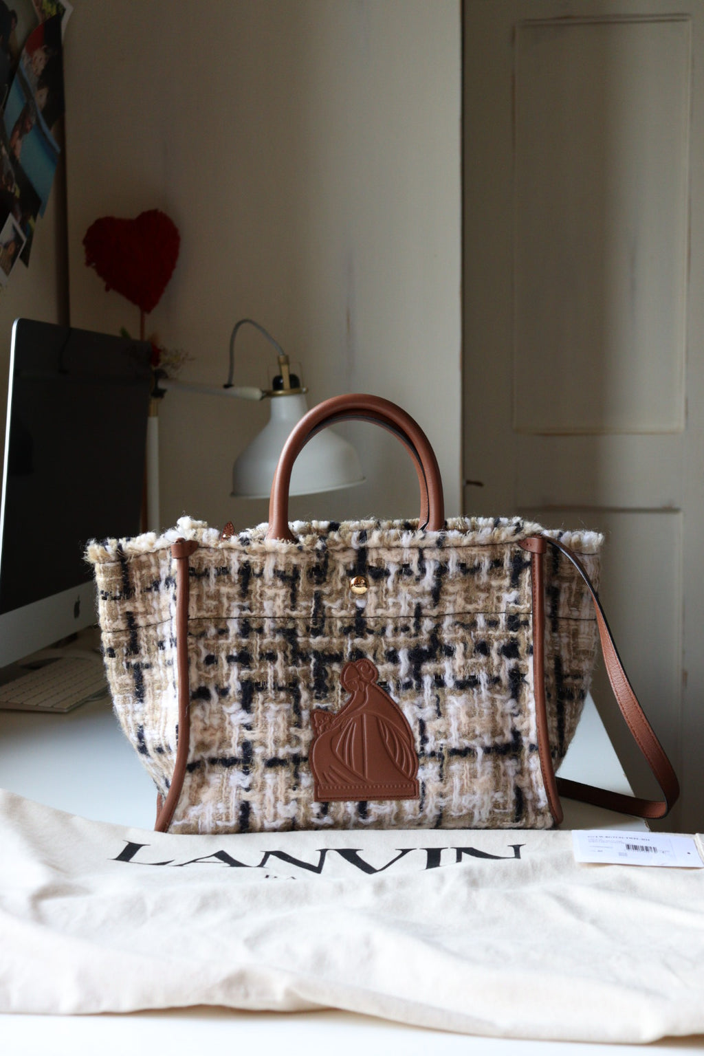 Borsa Tote Lanvin in tweed e pelle pari al nuovo