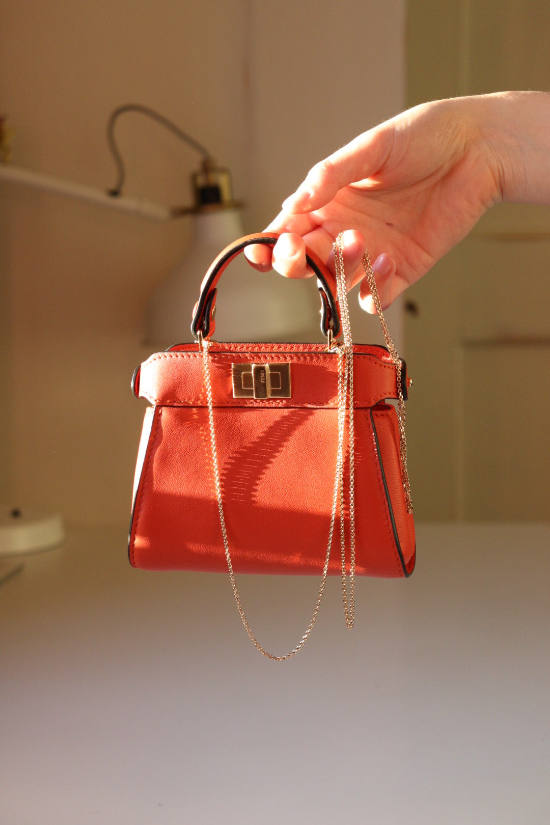 Fendi Nano Peekaboo arancione