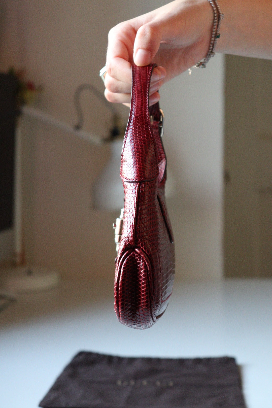 Gucci Jackie mini 1961 in pelle lizard Bordeaux by Tom Ford