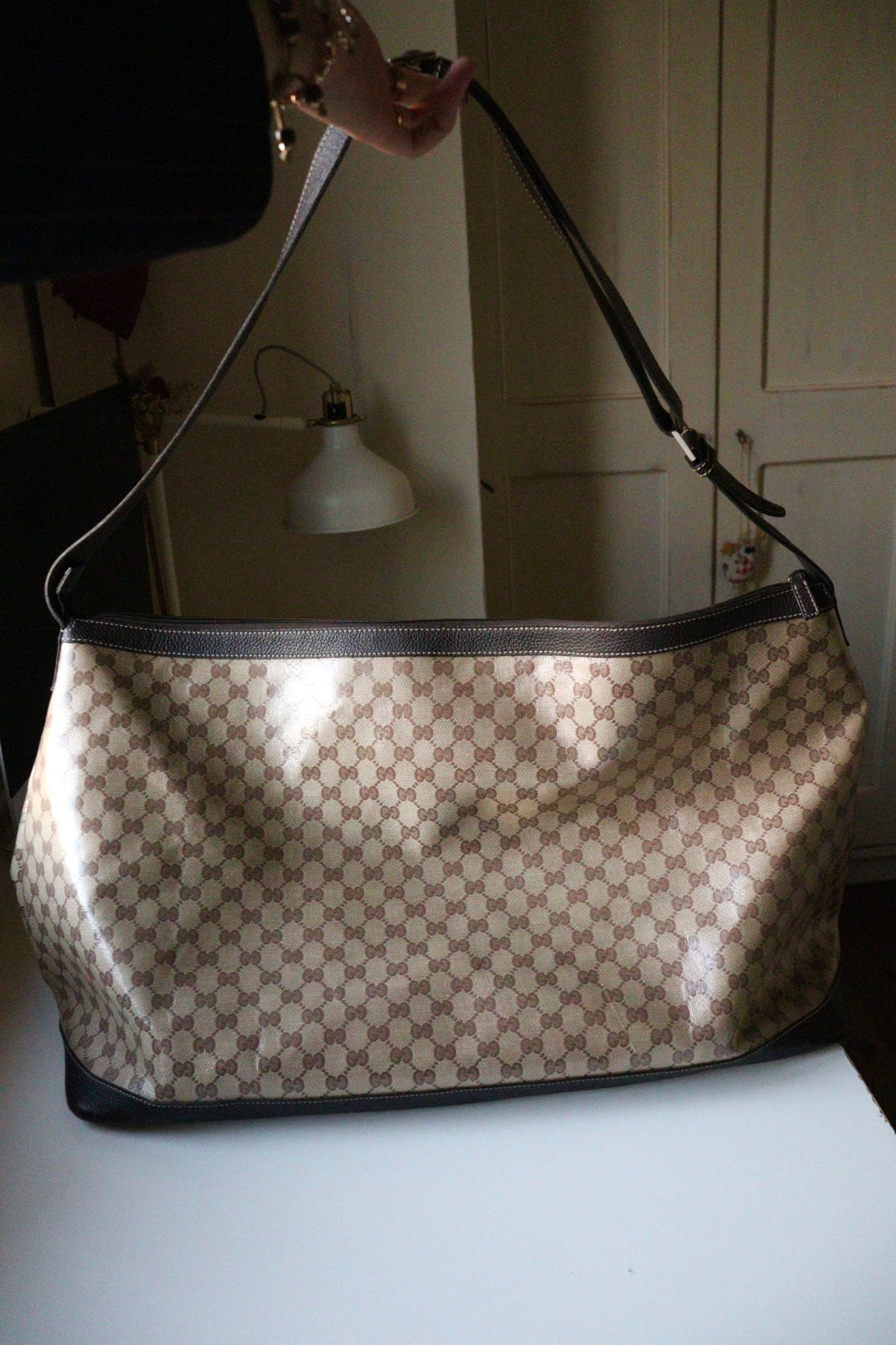 Borsa da viaggio Gucci in canvas GG beige