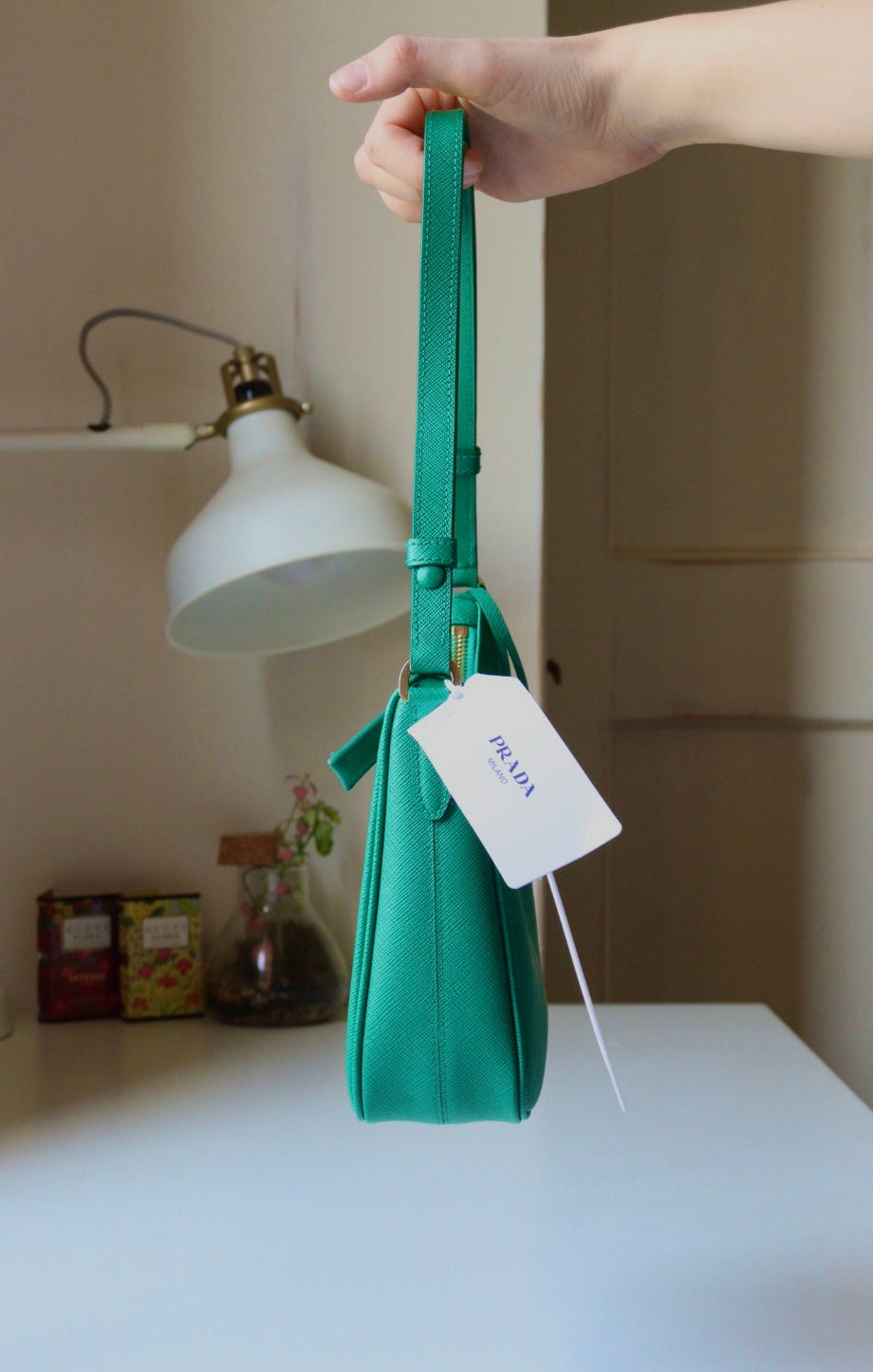 Prada Re edition in pelle saffiano verde (nuova!)
