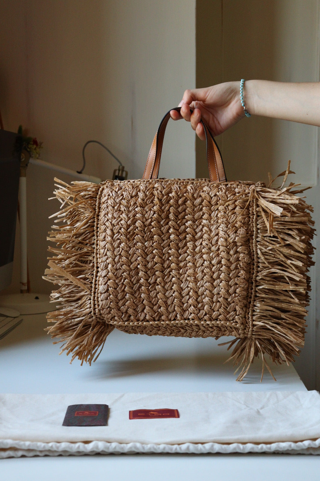 Borsa Tote in paglia di Etro