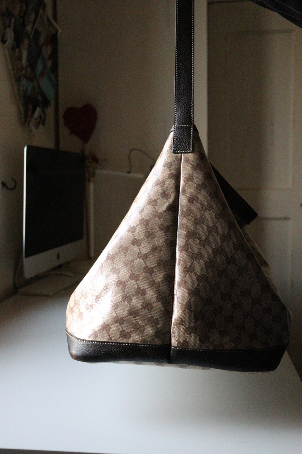 Borsa da viaggio Gucci in canvas GG beige