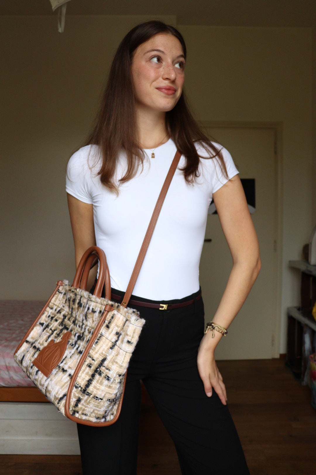 Borsa Tote Lanvin in tweed e pelle pari al nuovo