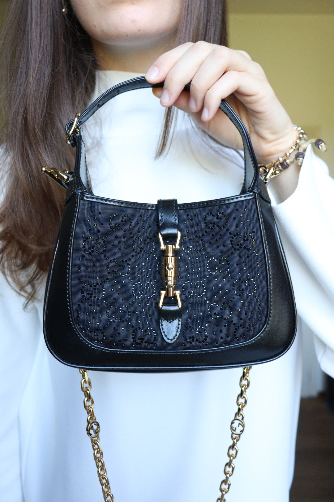 Gucci Jackie mini 1961 Crystal Monogram nera