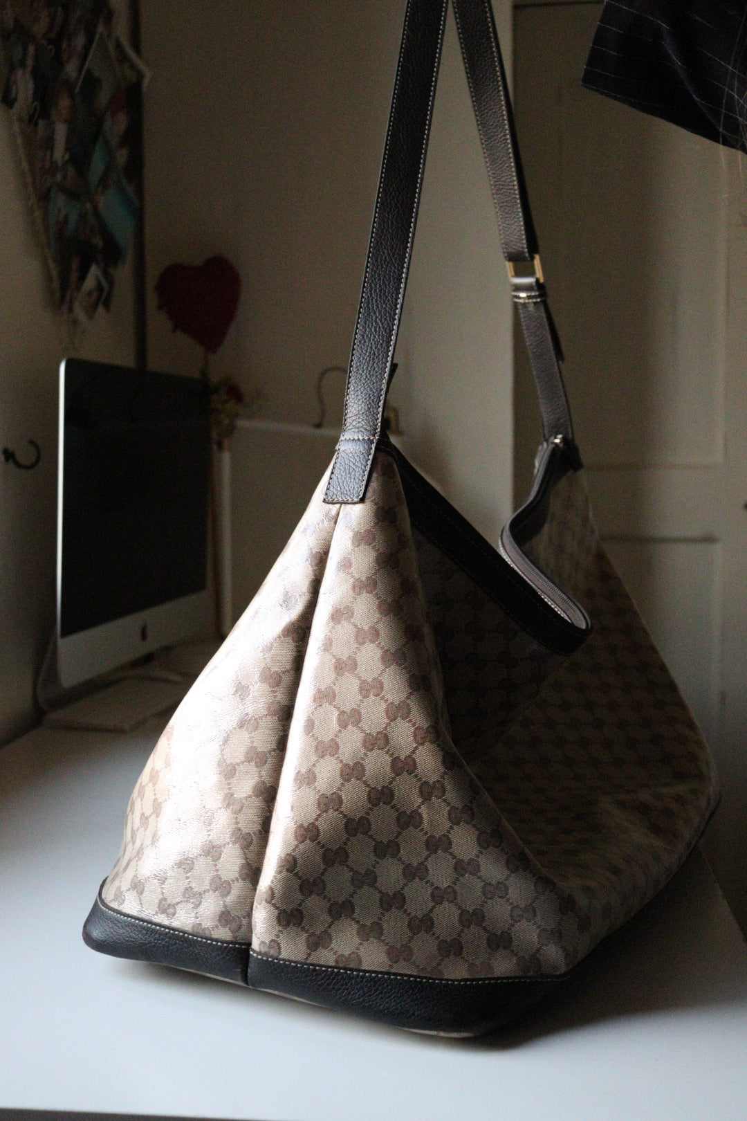 Borsa da viaggio Gucci in canvas GG beige