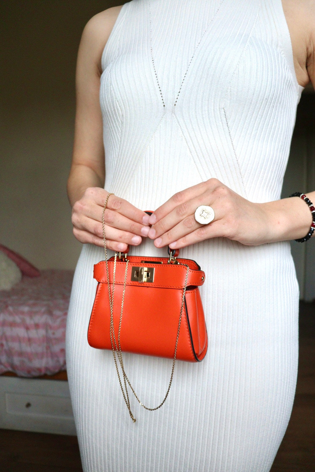 Fendi Nano Peekaboo arancione