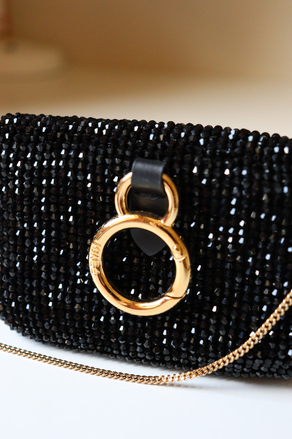Fendi nano baguette con cristalli neri