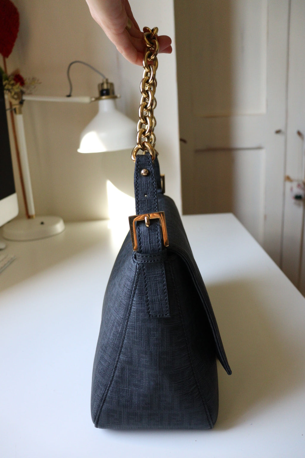 Fendi Mamma Baguette tela zucchino cerata