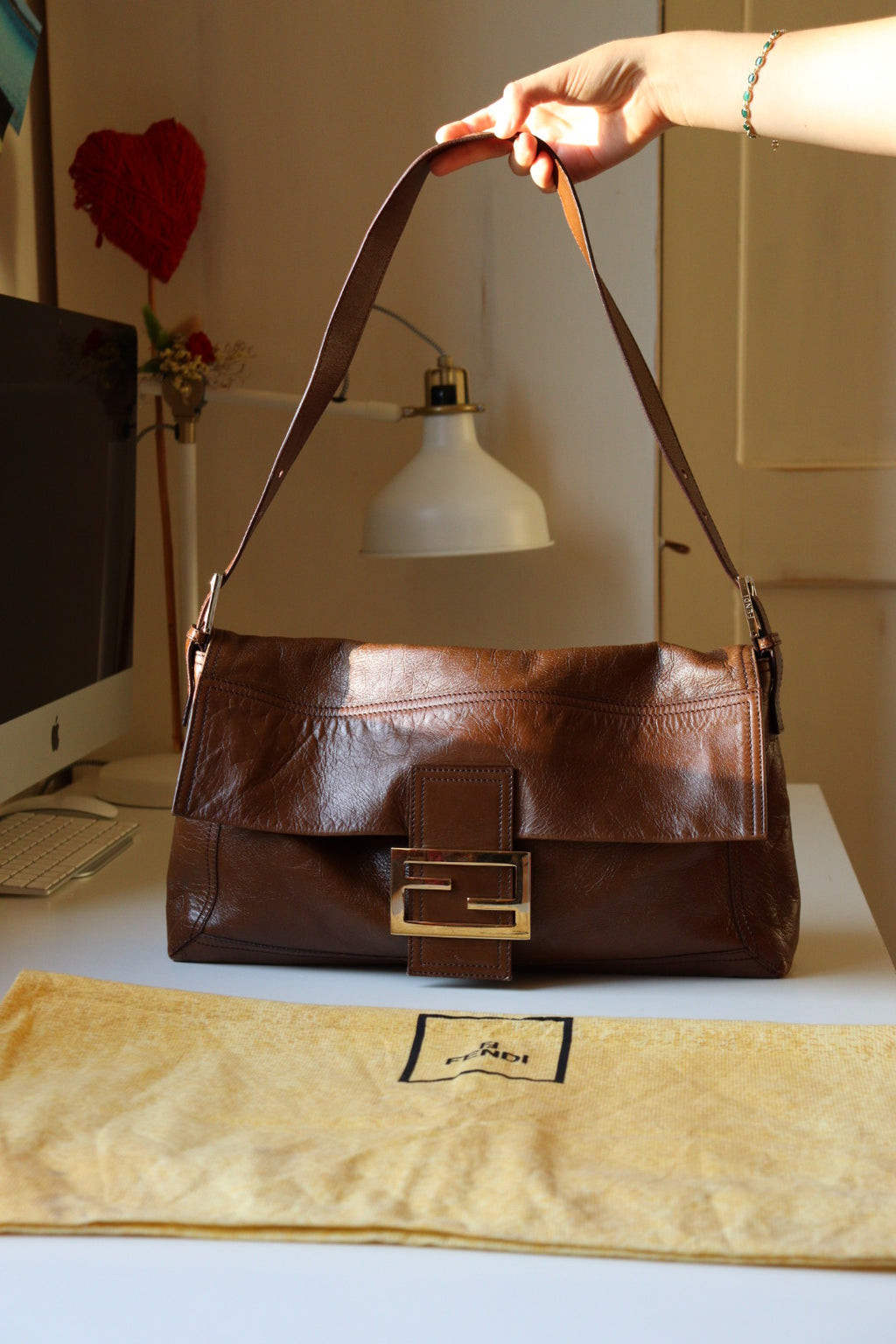 Fendi Baguette Large marrone in condizioni eccellenti