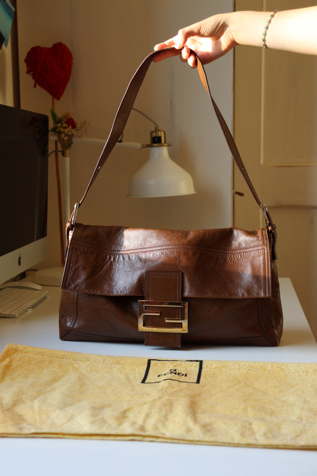 Fendi Baguette Large marrone in condizioni eccellenti