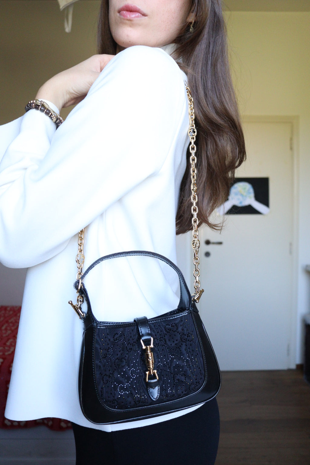 Gucci Jackie mini 1961 Crystal Monogram nera