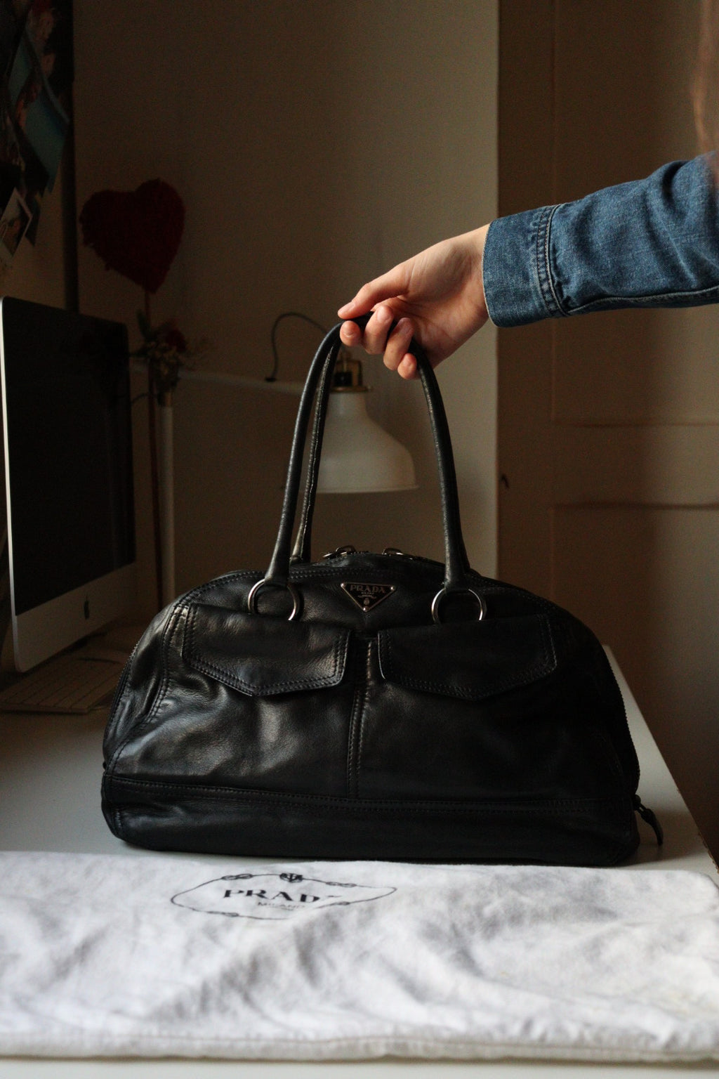 Prada Bowling Vintage anni 90 in nappa