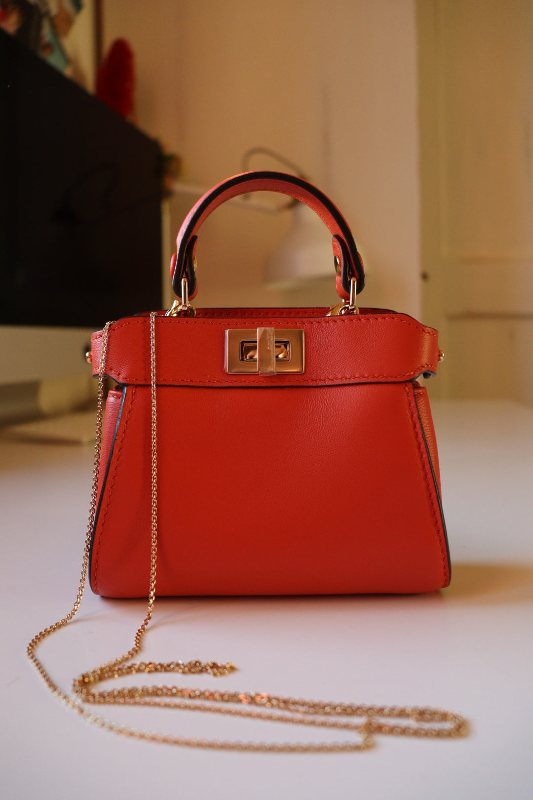 Fendi Nano Peekaboo arancione