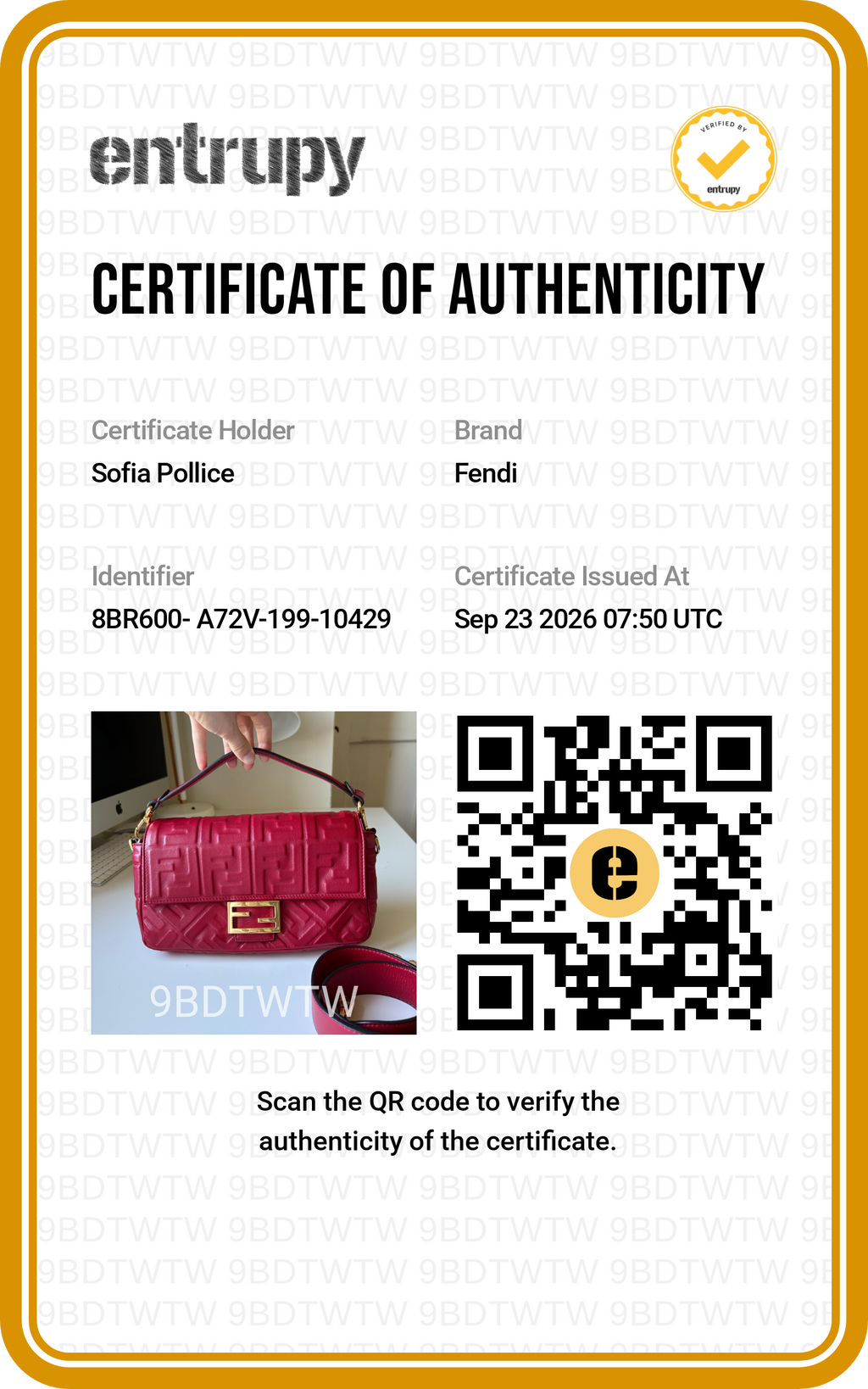 Fendi Baguette FF Embossed color rosso scuro