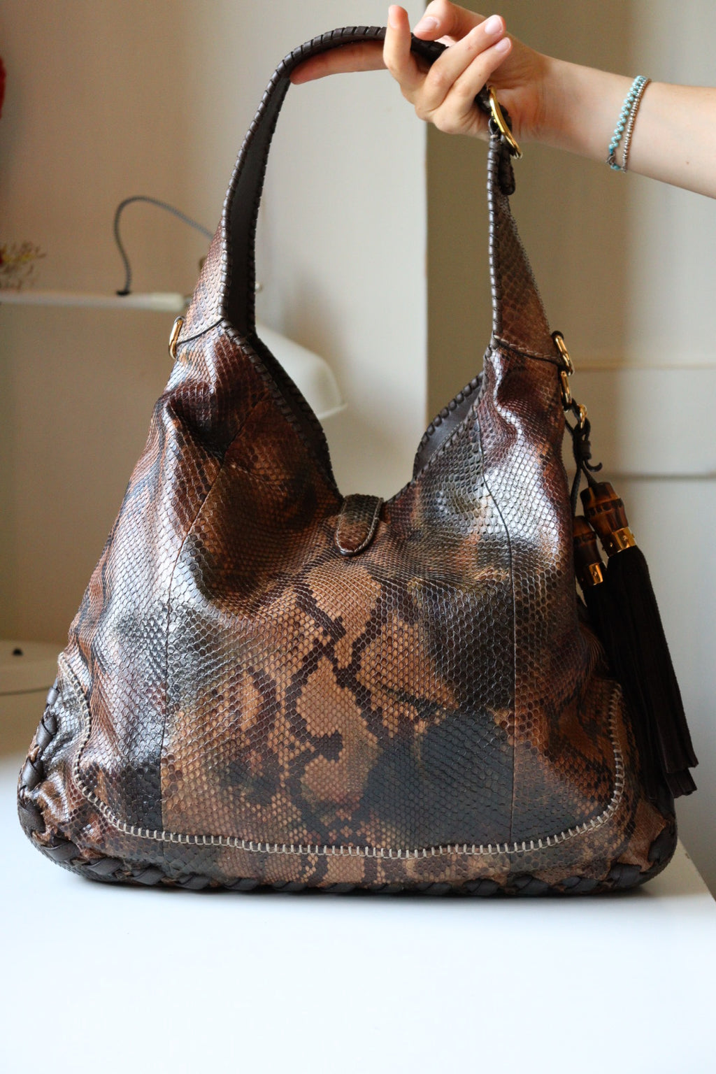 Gucci Jackie Large – Edizione d’Archivio Tom Ford in Pitone con Nappe in Bambù