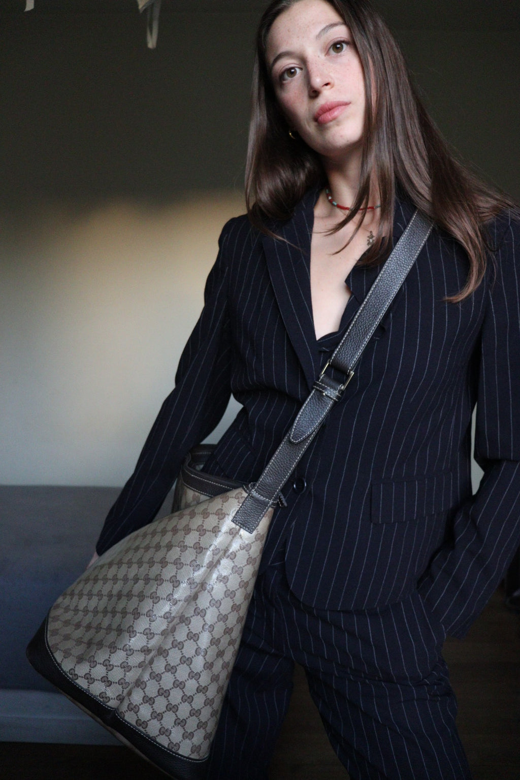 Borsa da viaggio Gucci in canvas GG beige
