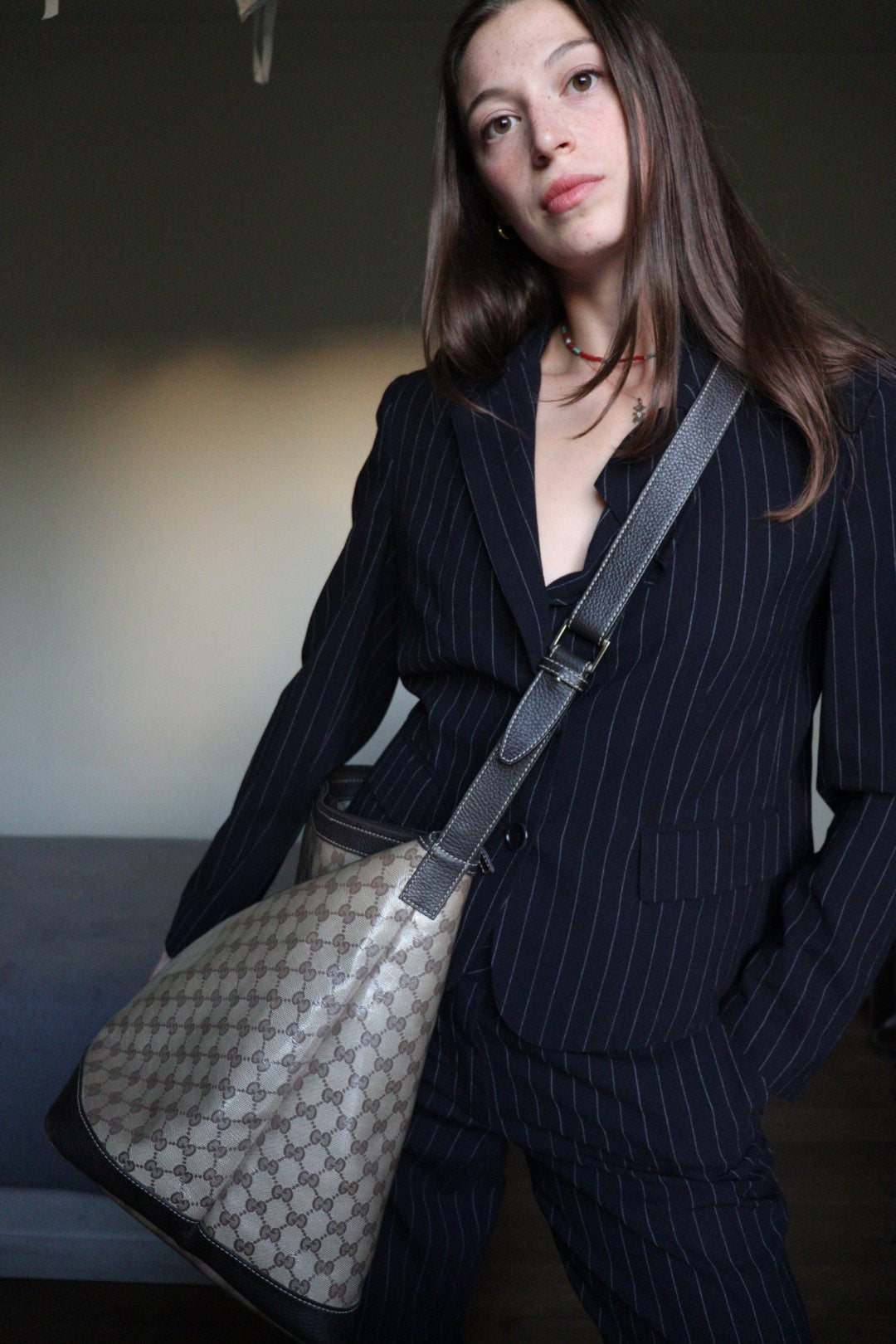 Borsa da viaggio Gucci in canvas GG beige